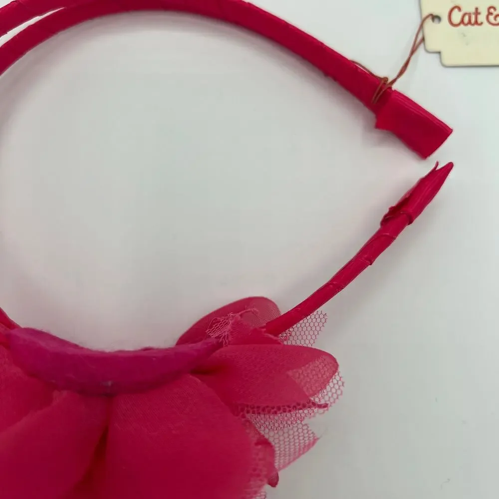 Cat & Jack Girls' Hot Pink Mesh Flower Headband - NWT